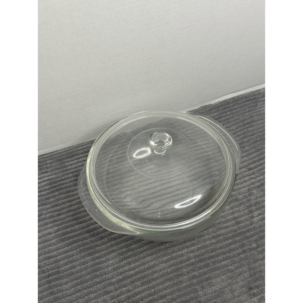 Vintage Pyrex Clear Glass Casserole 024 2-Qt Round Baking Dish With Lid 624-C